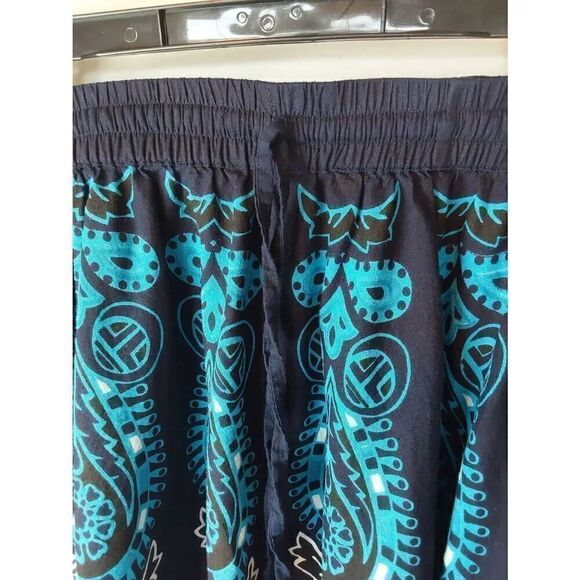 Collections Etc Skirt Sz L Blue Turquoise Paisley - Picture 2 of 6